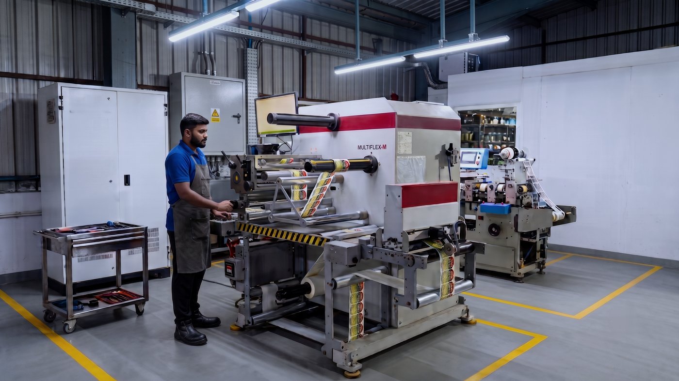Operator at the slitting and rewinding line with an inline inspection camera at Laser Dot